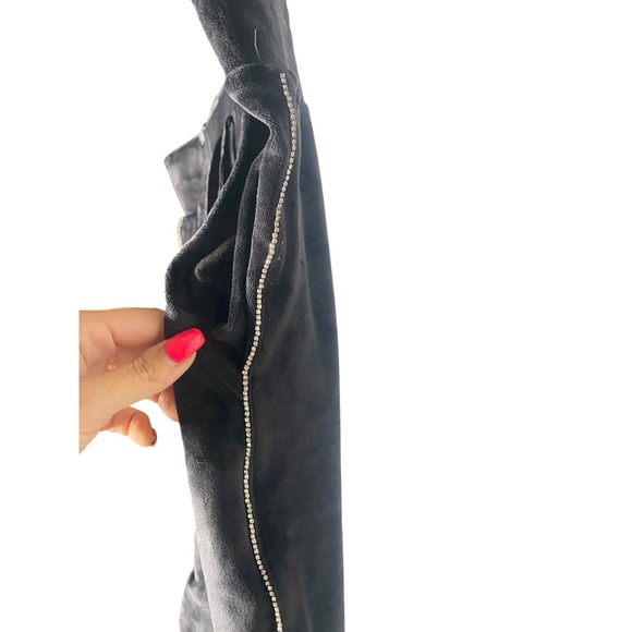 Victoria's Secret Jogger Pants Black Velour Y2K logo pocket size XXL rhinestones - Picture 10 of 10